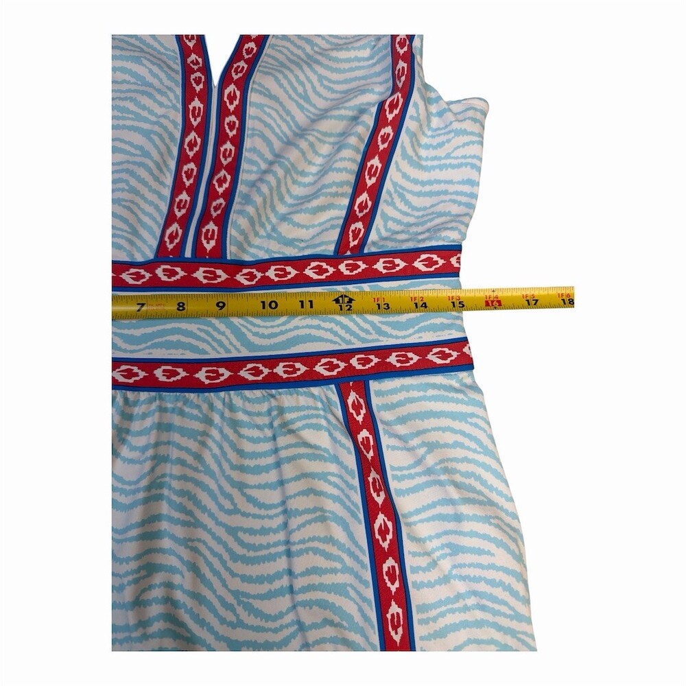 J. McLaughlin Lola Dress Womens M Blue Zebra Print Sleeveless Sheath Knee - Picture 7 of 11